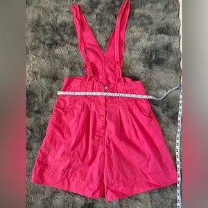 Vibrant Pink Button-Up Overalls